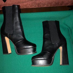 Platform Chunky Heel Boots (leather)